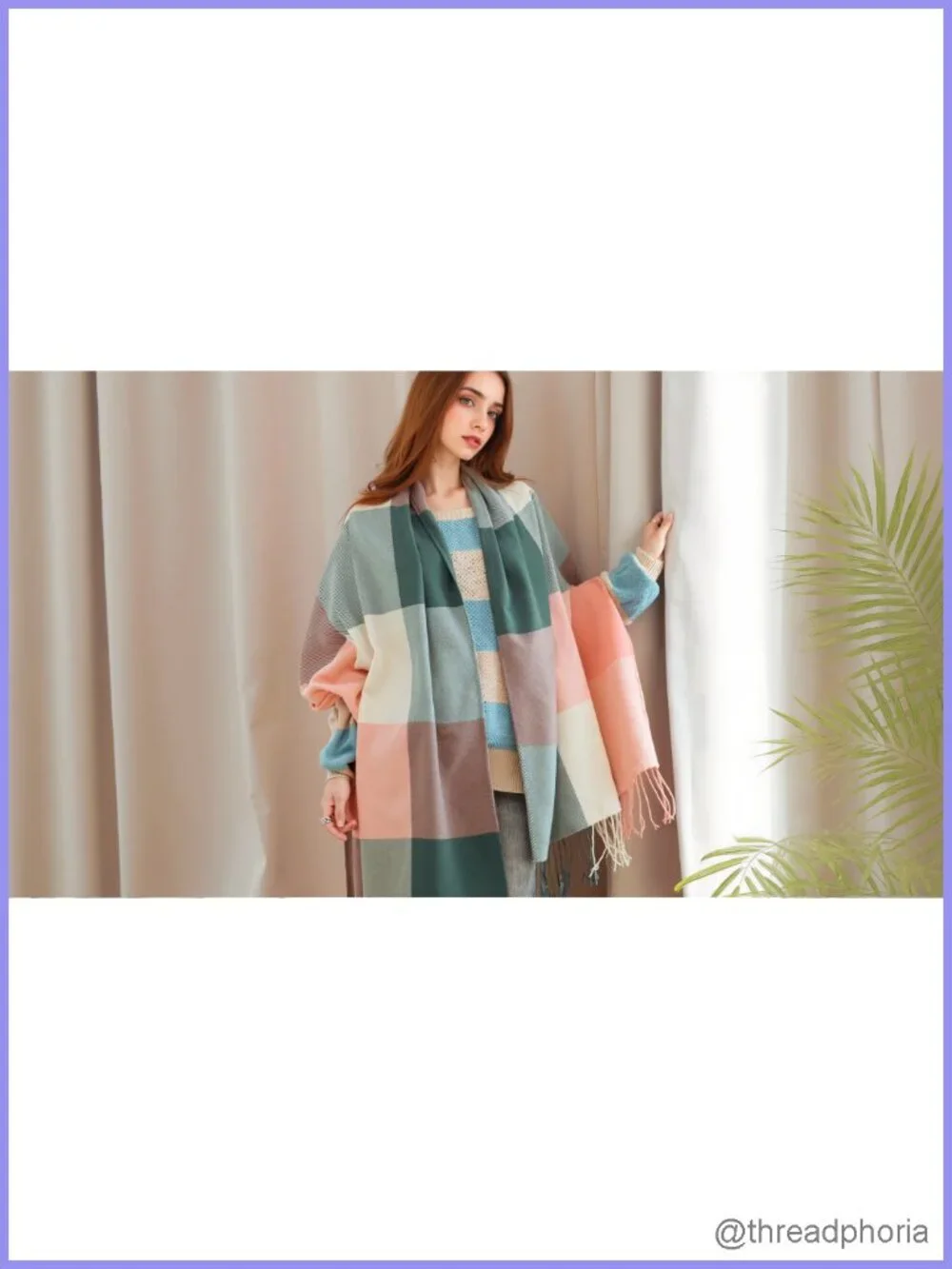 Womens Plaid Winter Scarf 100% Acrylic Soft Shawl Wrap